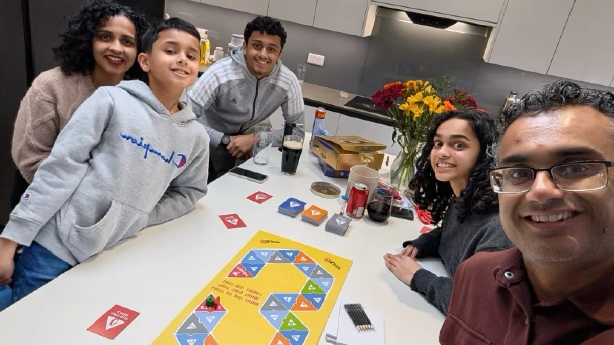 The whole family gathered round a game of 3ology